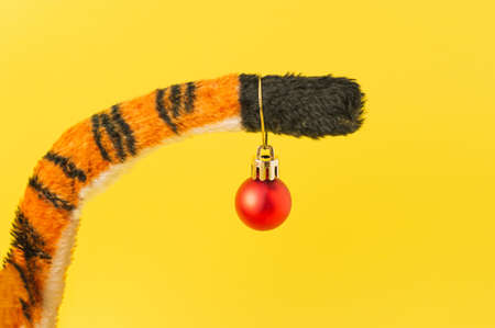 Layout of tiger tail and Christmas balls
  which is attached to the tail. chinese new year 2022 horoscope tigerの写真素材