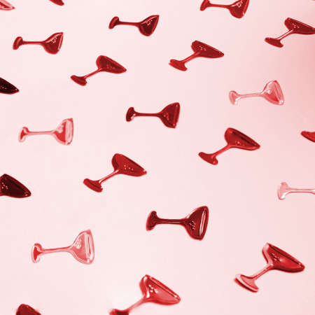 Colored cocktail glasses patern. Preparing for the party. Red mood.の写真素材