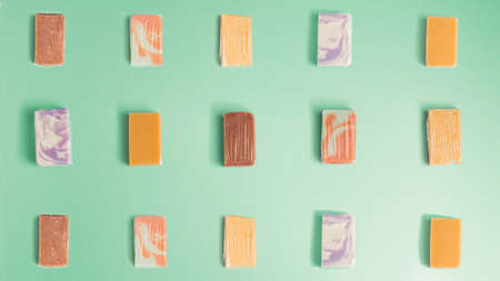 soap pattern on a green backgroundの写真素材