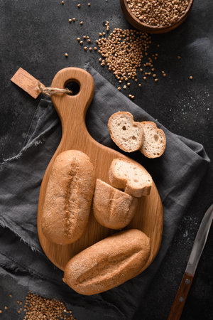 Gluten free healthy buckwheat bread on black.