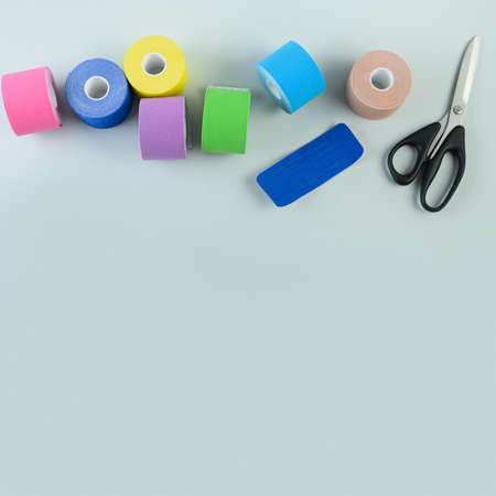 Rolls kinesiology tape for applique for lymph outflow.の写真素材