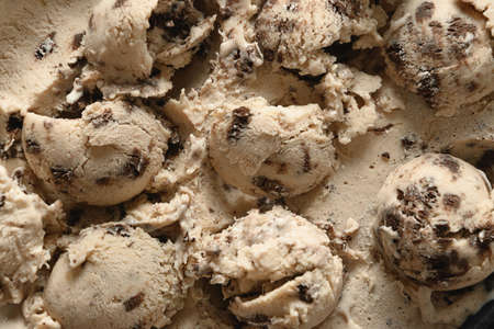 Pattern of creamy ice cream with cookies in balls.の写真素材
