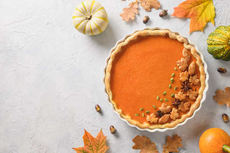 Homemade tasty pumpkin pie for Thanksgiving Day.の写真素材