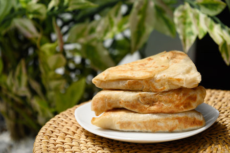 Three Vegetable roti in plate. Typical type of evening snack or breakfast in Sri Lanka. Asian...