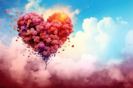 Valentines Day background with silhouette big heart. Love concept.の素材