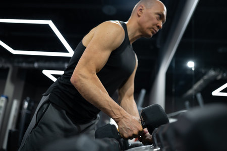 Man lifting dumbbells during strength workout