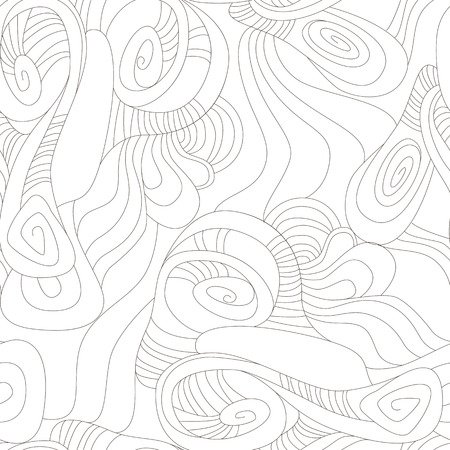 Wavy Distorted Rounds. Seamless Pattern with Deformed Circles. Hand Drawn Abstract Background.のイラスト素材