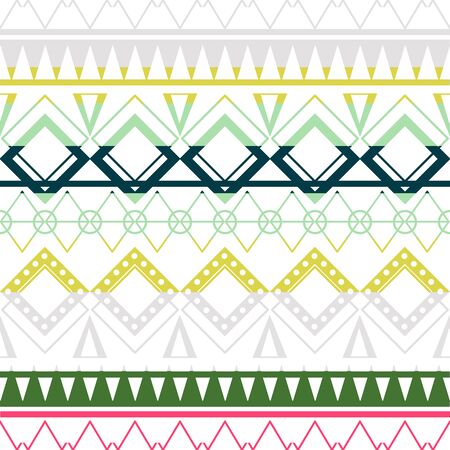 Seamless vector tribal texture set. Tribal seamless texture. Boho stripes. Striped vintage boho fashion style pattern background with tribal shape elements.のイラスト素材