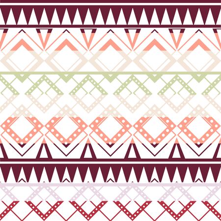 Seamless vector tribal texture set. Tribal seamless texture. Boho stripes. Striped vintage boho fashion style pattern background with tribal shape elements.のイラスト素材
