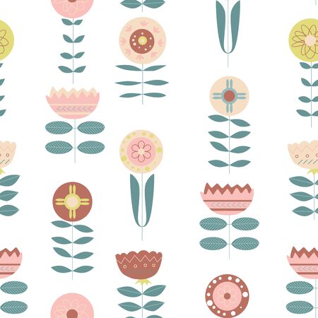 Texture with flowers and plants. Floral ornament. Original flowers pattern.のイラスト素材