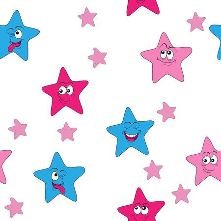 Seamless pattern with cute clouds and stars.のイラスト素材