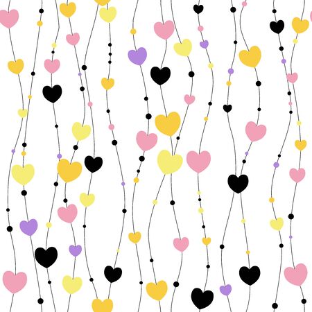 Beautiful Confetti Hearts Falling on Background. Invitation Template Background Design, Greeting Card, Poster. Valentine Day. Vector illustrationのイラスト素材
