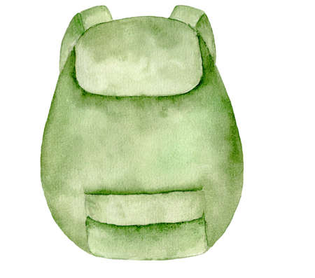 Watercolor illustration of a backpack isolated on white background. For print, greeting cards, wrapping paper, stickers.の写真素材
