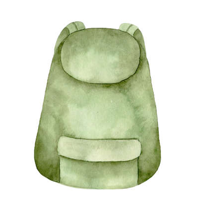 Watercolor illustration of a backpack isolated on white background. For print, greeting cards, wrapping paper, stickers.の写真素材