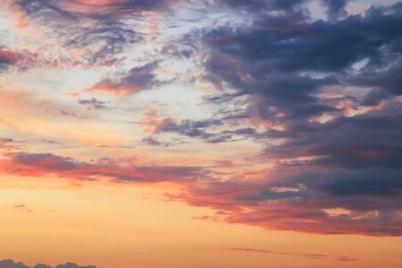 Heavenly summer background. Beautiful bright majestic dramatic evening sky at sunset or sunrise...