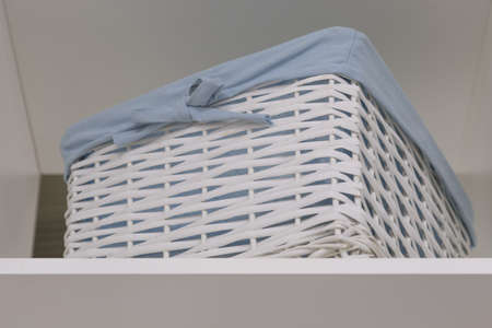 Organization of home space, order, cleanliness and comfort. Household goods storage equipment. White...