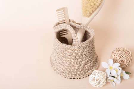 Hobbies and creativity, jute crochet. Knitted basket organizer handmade from natural jute thread for...