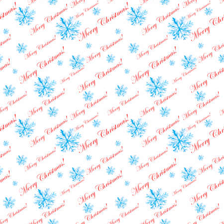 Christmas background with a blue delicate snowflake on a white background. Seamless pattern for...