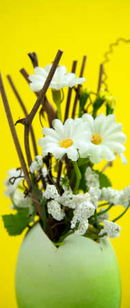 Decorative handmade easter egg with flowersの写真素材