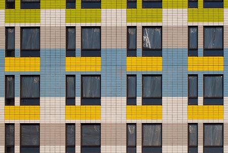 Fragment of under construction high-rise building facadeの写真素材