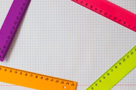 Geometry set with rulers With your place for the textの写真素材