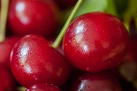 Cherries closeup , significant content of iron and other trace elements, cherry fruits are used as a...