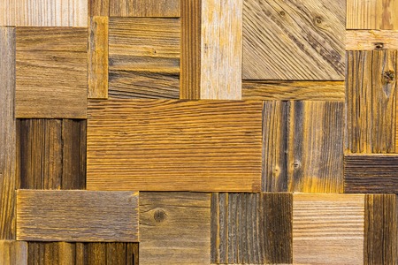 Fragment of mosaik panel from different grunge vintage wooden textures