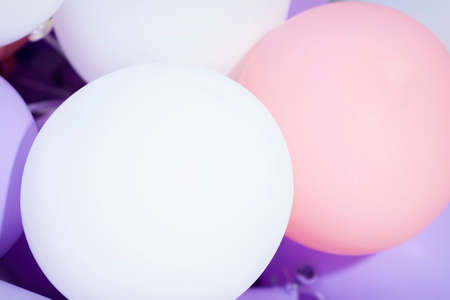 Balloons of pastel fashion colors. Creative background for your textの写真素材