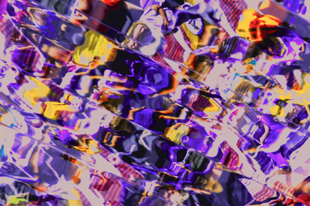 Distorted image with deformation in a variety of mirrors, abstract bright background for different themesの写真素材