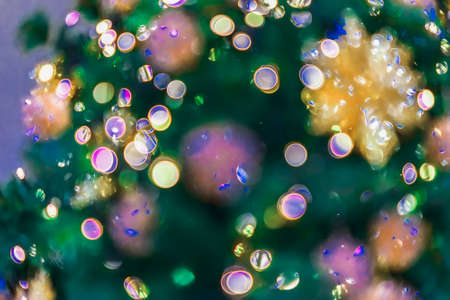 Abstract bright bokeh design, defocused lights, holiday background. Festive occasions concept, Christmas, New Year backdropの写真素材