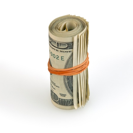 Roll of money isolated on white background 