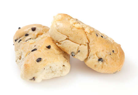 Buns with cheese and olive isolated on white background