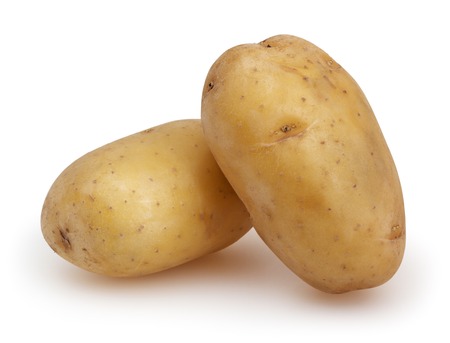 Potatoes isolated on white backgroundの写真素材