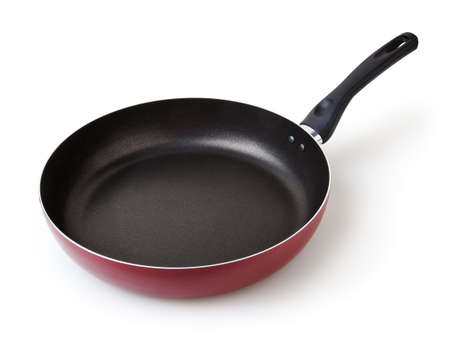 Frying pan isolated on white background with clipping pathの写真素材