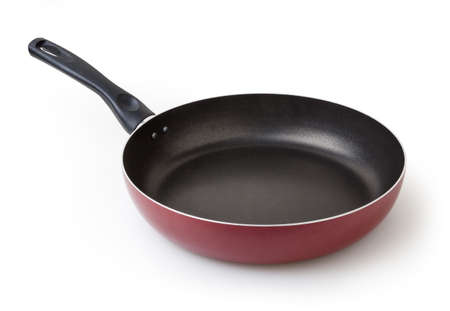 Frying pan isolated on white background with clipping pathの写真素材