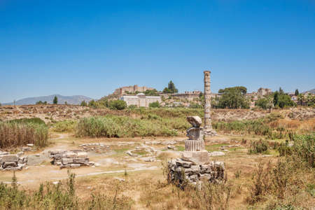 Ruins of Temple of Artemis at Ephesus. Selcuk in Izmir Province, Turkeyの写真素材