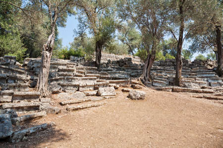 Ruins of the antique greek theater, Kedrai, Sedir island,Gulf of Gokova, Aegean Sea, Turkeyの写真素材