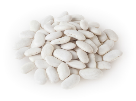 Heap of white beans isolated on white background with clipping path