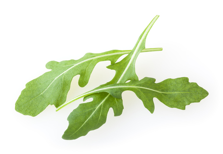 Fresh arugula leaves isolated on white backgroundの写真素材