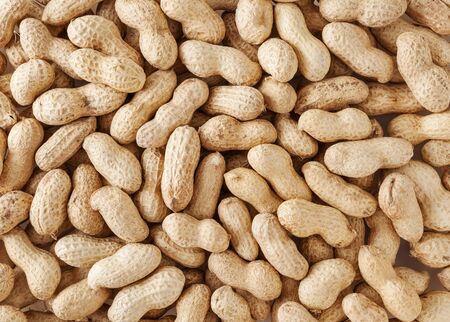 Raw unpeeled peanuts background