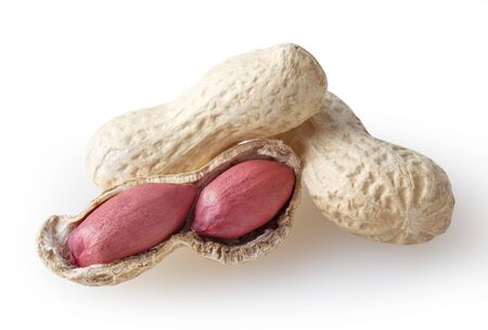 Raw peanuts  on white background