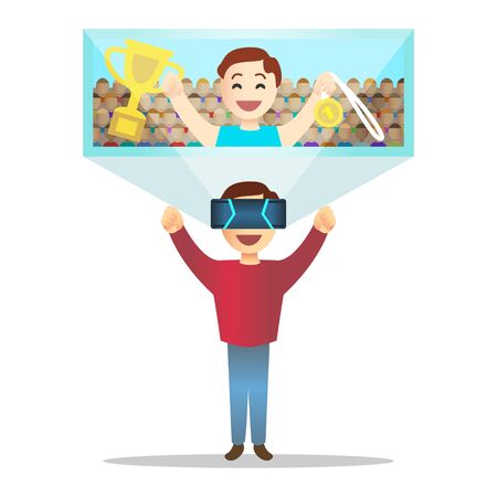 Man in futuristic high tech glasses for virtual reality. のイラスト素材