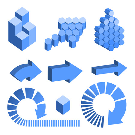 Isometric abstract geometry design elementsのイラスト素材