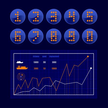 Vector set of neon numbersのイラスト素材