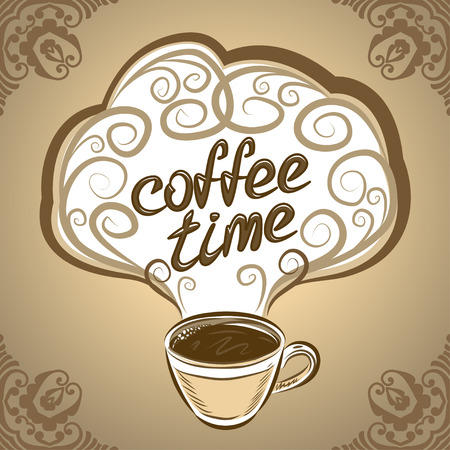 Cup of coffee with ornaments elements. Vector Illustrationのイラスト素材