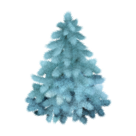 Blue Christmas tree, realistic vector illustrationのイラスト素材