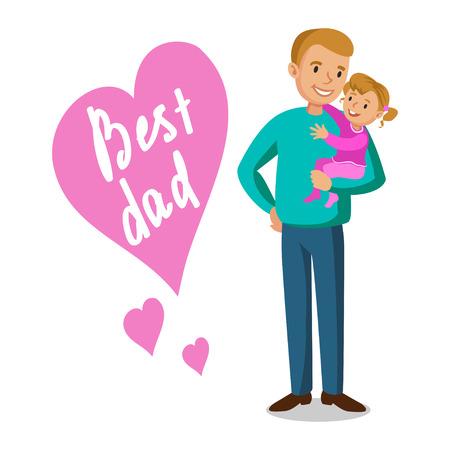 Father and daughter. Father holding his baby, Father's Day. Vector illustrationのイラスト素材