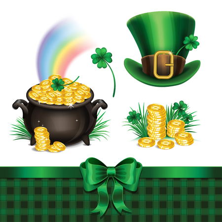 Set of St. Patrick's Day symbols, set of St. Patrick's Day icons. Vector illustrationのイラスト素材