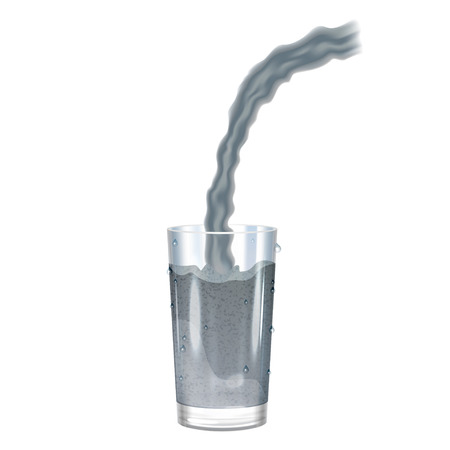 Glass with dirty water, pollution concept. Vector illustrationのイラスト素材