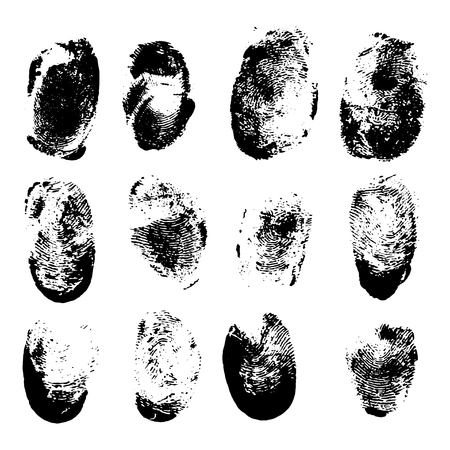 Set of fingerprints. Vector black stains of fingersのイラスト素材